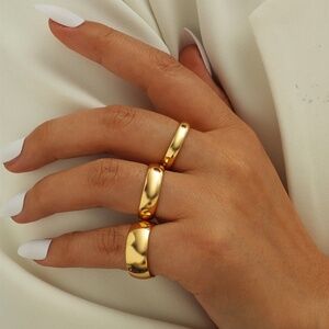 Water Resistant 18KT Gold Plated Beautiful Gold Ring Set